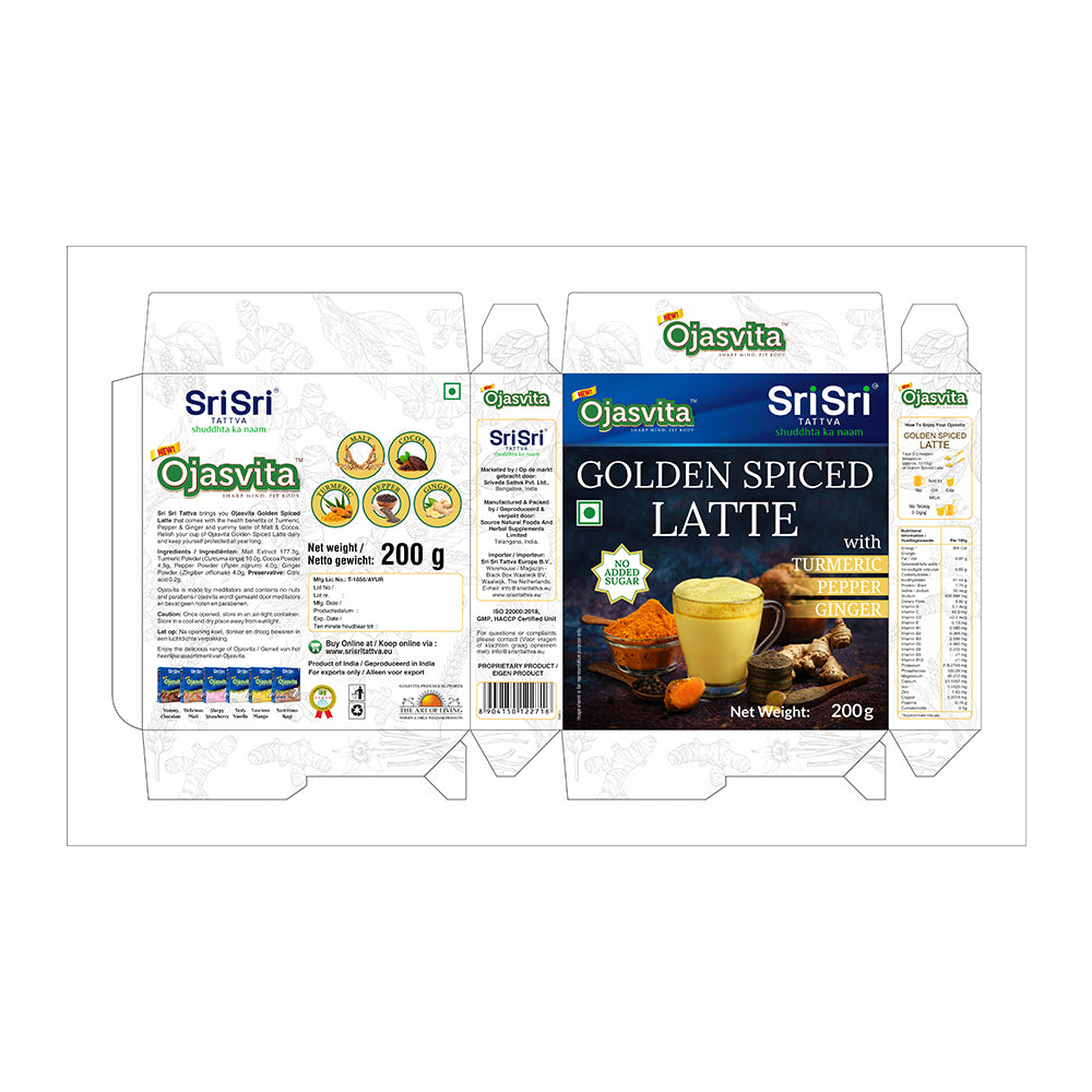 Ojasvita Golden Spiced Latte s kurkumom, paprom i đumbirom | Piće u prahu | 200 g