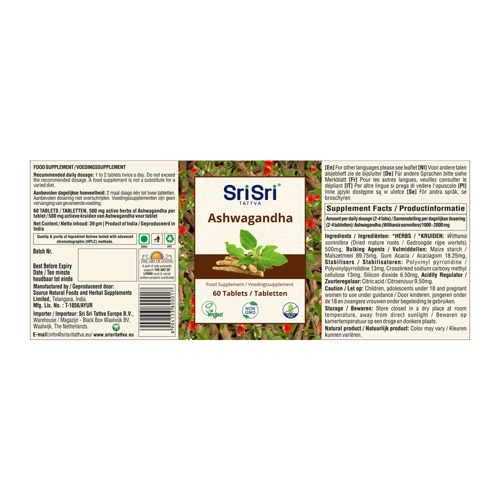 Ashwagandha Tablets | Indian Ginseng | With Pure Ashwagandha Powder | Premium | Vegan | 60 Tablets