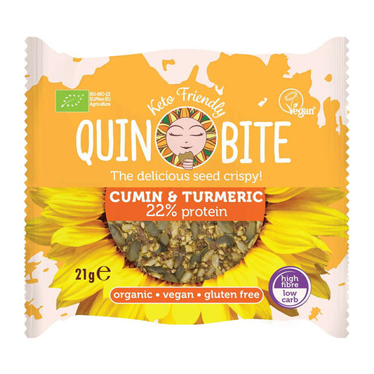 Quin Bite Bio kim i kurkuma Crispy | 21g | Prikladno za veganske keto